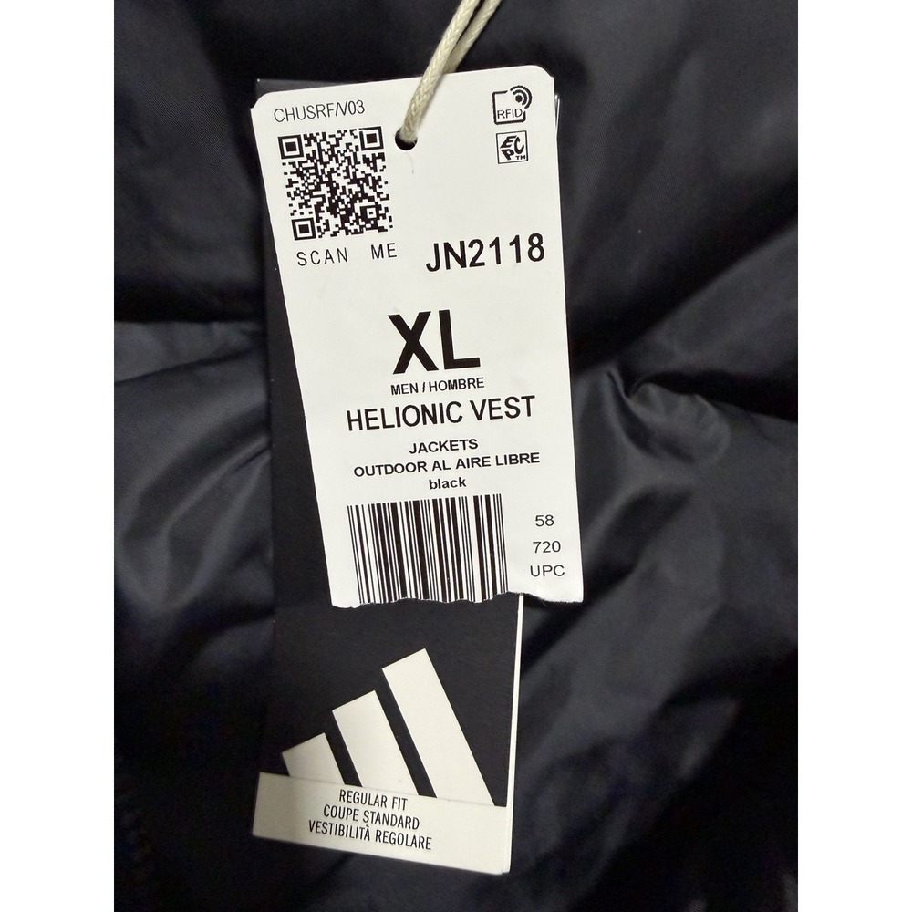 Adidas Black Helionic CLIMAWARM Hooded Down Vest Warm Winter Puffer Mens Size XL - Picture 15 of 15